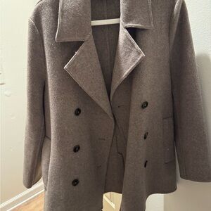 Jenni Kayne Coat Cashmere Peacoat Wool Alpaca Double-Breasted Oatmeal S